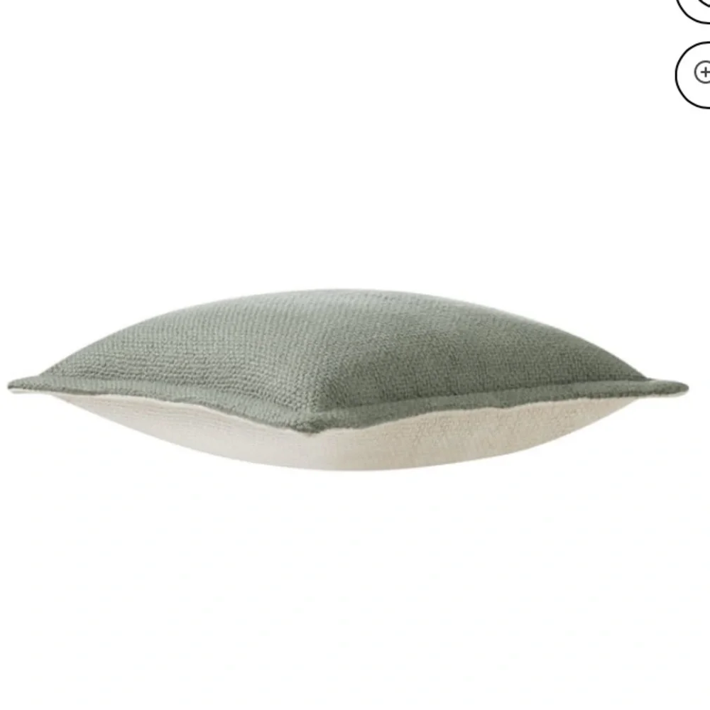 Set of 2 My Texas House Reversible Solid Sage Green & Ivory pillows - Picture 4 of 7